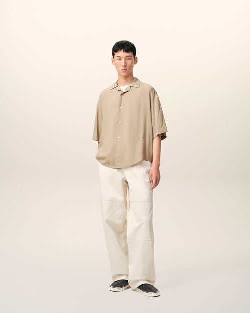 Beige Short Sleeve Embroidered Ami Paris Boxy Shirt - Man - 2 - AMI Paris - Ami Paris