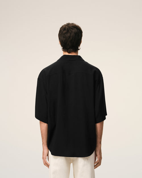 Black Short Sleeve Embroidered Ami Paris Boxy Shirt - Man - 5 - AMI Paris - Ami Paris