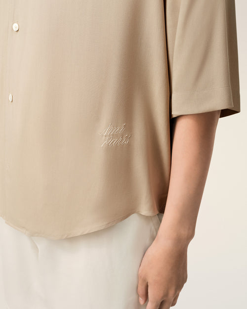 Beige Short Sleeve Embroidered Ami Paris Boxy Shirt - Man - 4 - AMI Paris - Ami Paris