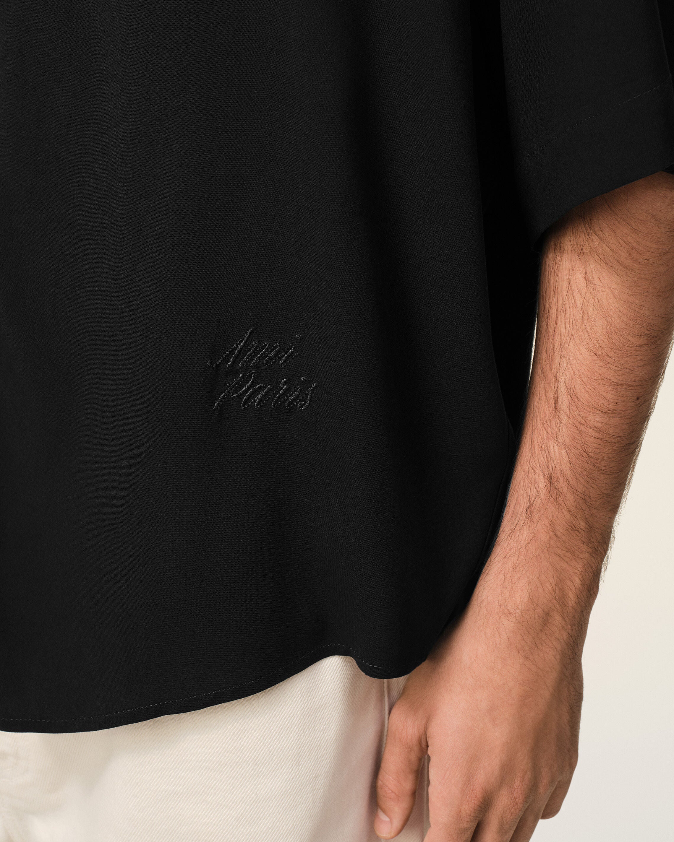 Black Short Sleeve Embroidered Ami Paris Boxy Shirt - 4