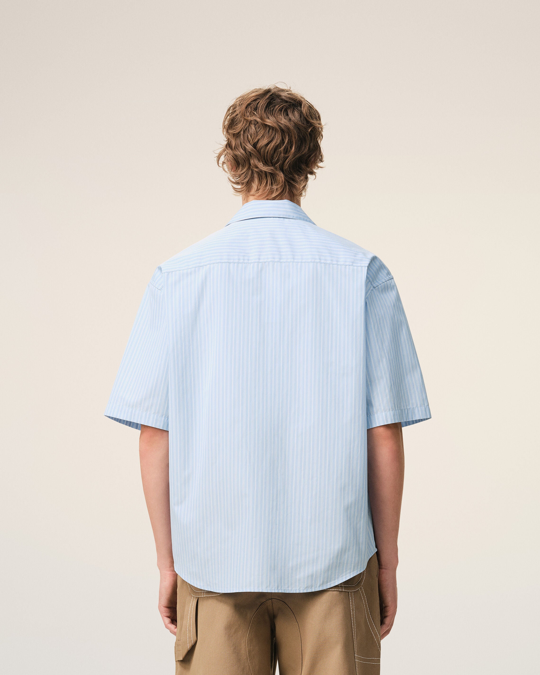 CASHMERE BLUE/ WHITE Blue Cotton Short Sleeve Ami De Coeur Boxy