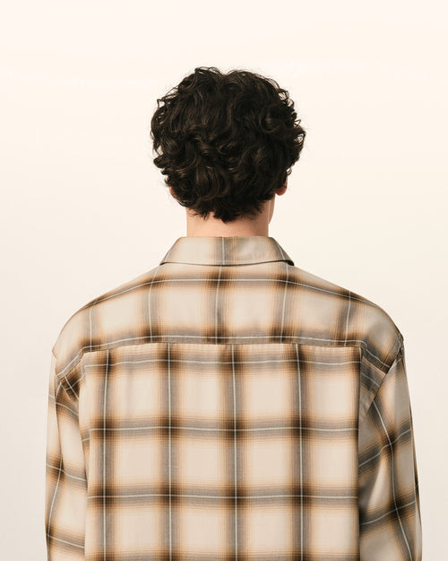 Boxy Beige Checkered Shirt Ami De Coeur In Canvas - Man - 5 - AMI Paris - Ami Paris