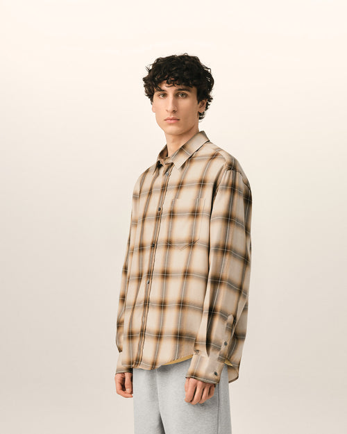 Boxy Beige Checkered Shirt Ami De Coeur In Canvas - Man - 6 - AMI Paris - Ami Paris