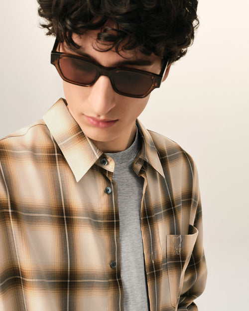 Chemise Boxy Beige À Carreaux Ami De Coeur En Toile - Homme - 4 - AMI Paris - Ami Paris