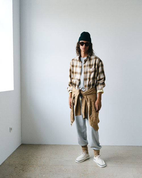 Boxy Beige Checkered Shirt Ami De Coeur In Canvas - Man - 8 - AMI Paris - Ami Paris