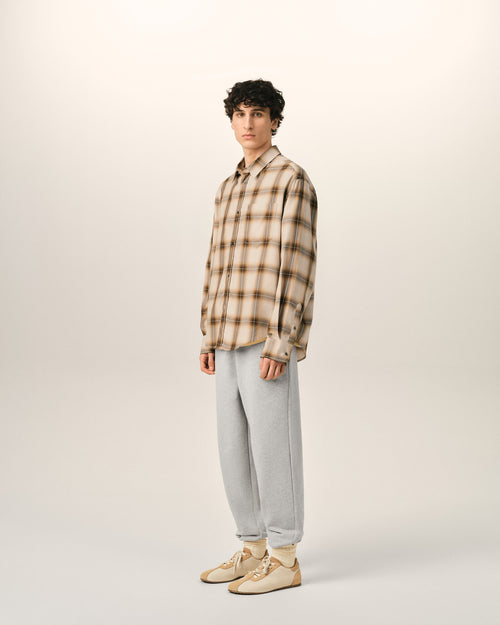 Boxy Beige Checkered Shirt Ami De Coeur In Canvas - Man - 6 - AMI Paris - Ami Paris