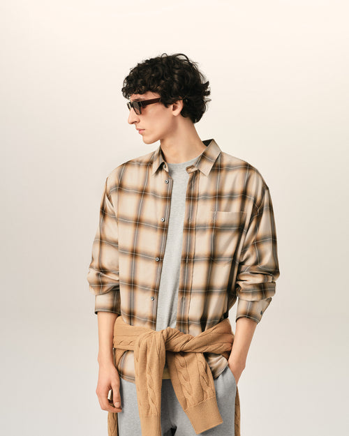 Chemise Boxy Beige À Carreaux Ami De Coeur En Toile - 1 - Ami Paris