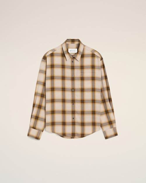 Boxy Beige Checkered Shirt Ami De Coeur In Canvas - 2 - Ami Paris