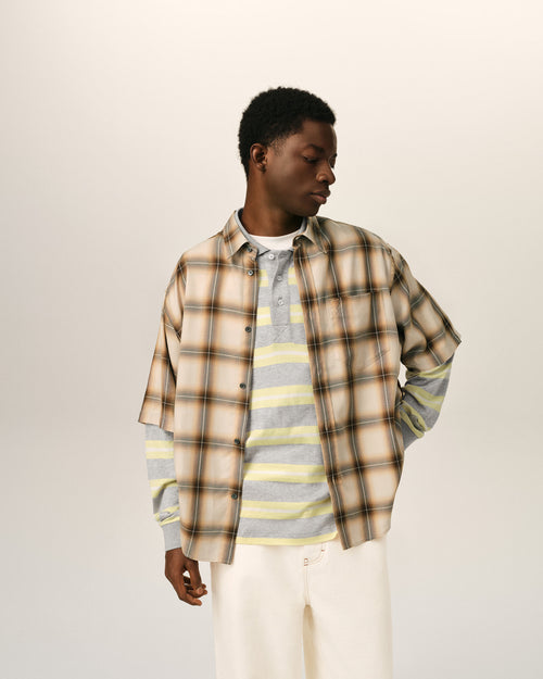 Chemise Boxy Beige À Carreaux Ami De Coeur En Toile - 1 - Ami Paris