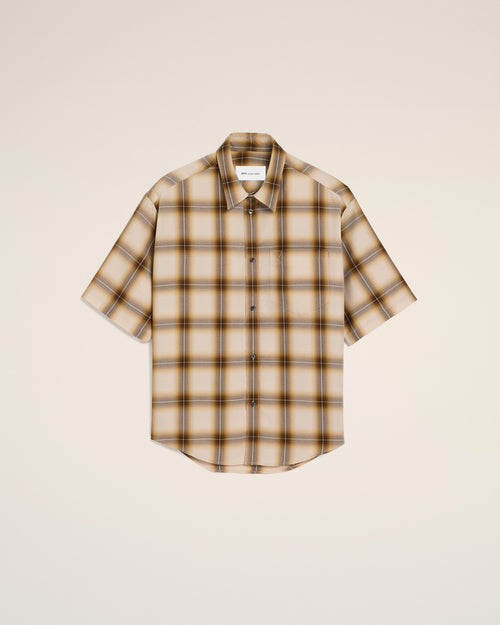 Boxy Beige Checkered Shirt Ami De Coeur In Canvas - 2 - Ami Paris