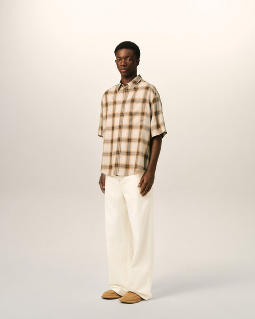 Boxy Beige Checkered Shirt Ami De Coeur In Canvas - Man - 5 - AMI Paris - Ami Paris