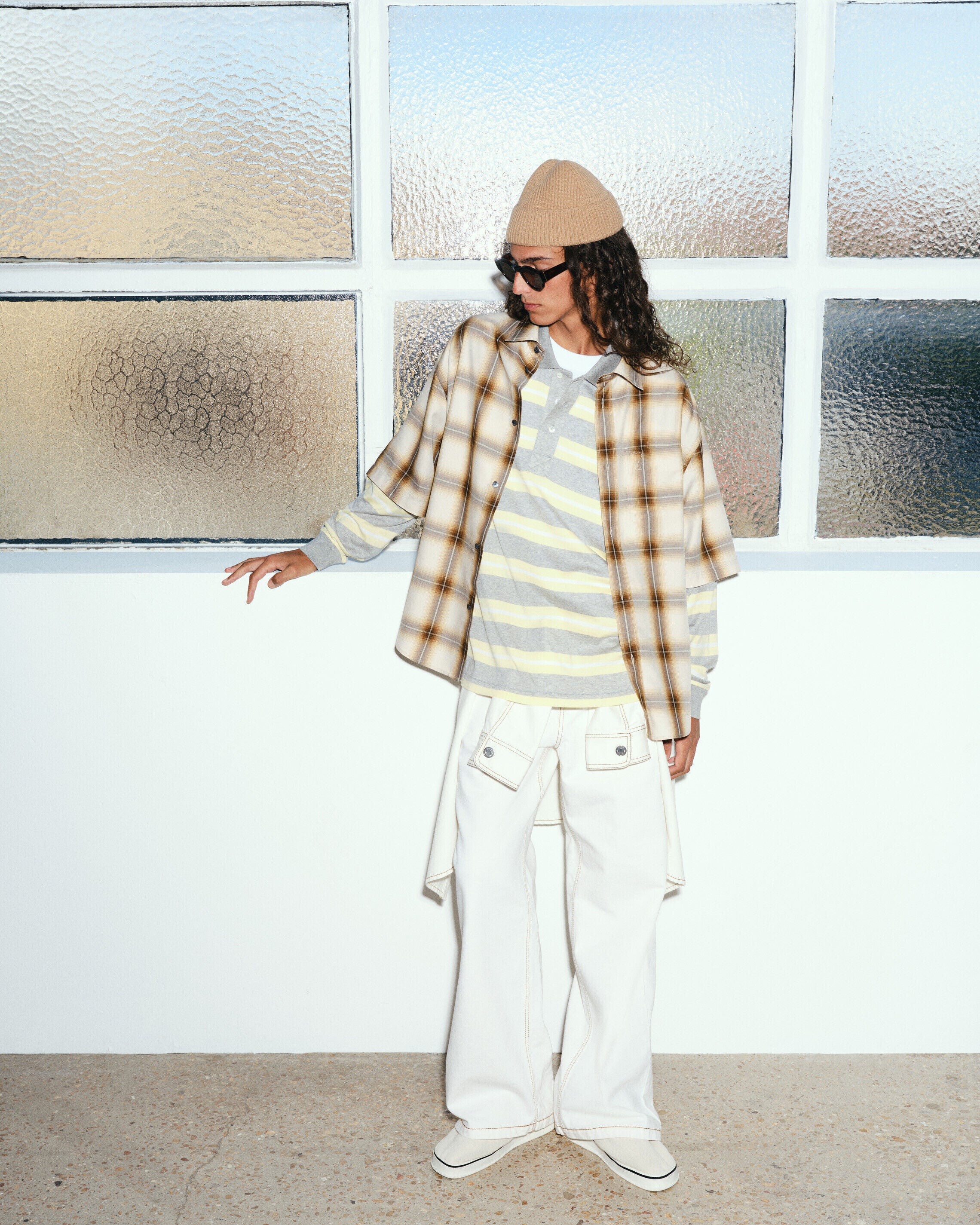 TAUPE BEIGE/CARAMEL Boxy Beige Checkered Shirt Ami De Coeur In