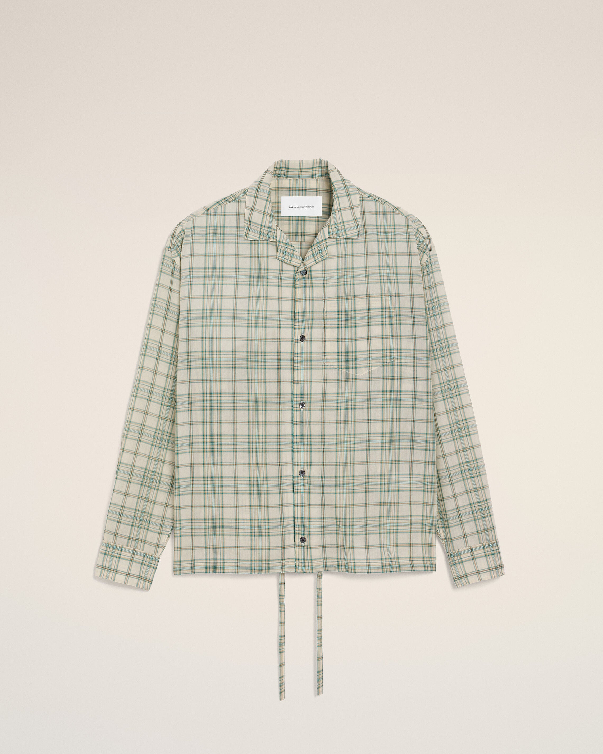 グリーン チェック コットン ボクシー シャツ フォレストグリーン