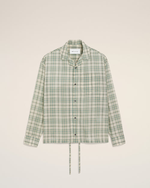 Green Boxy Cotton Checkered Shirt - 2 - Ami Paris