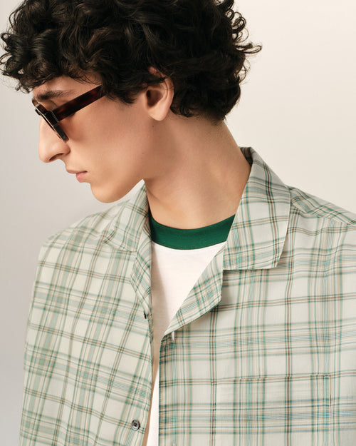 Chemise Boxy Verte À Carreaux En Coton - Homme - 4 - AMI Paris - Ami Paris