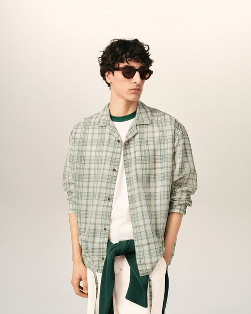 Green Boxy Cotton Checkered Shirt - 2 - Ami Paris
