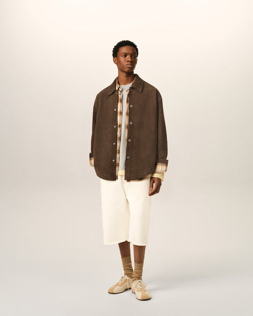 Surchemise Marron Boutonnée En Cuir De Chèvre - Homme - 3 - AMI Paris - Ami Paris