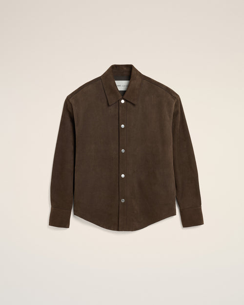 Brown Goat Leather Buttoned Overshirt - 2 - Ami Paris