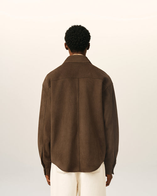 Surchemise Marron Boutonnée En Cuir De Chèvre - Homme - 5 - AMI Paris - Ami Paris