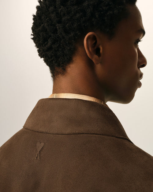 Surchemise Marron Boutonnée En Cuir De Chèvre - Homme - 4 - AMI Paris - Ami Paris