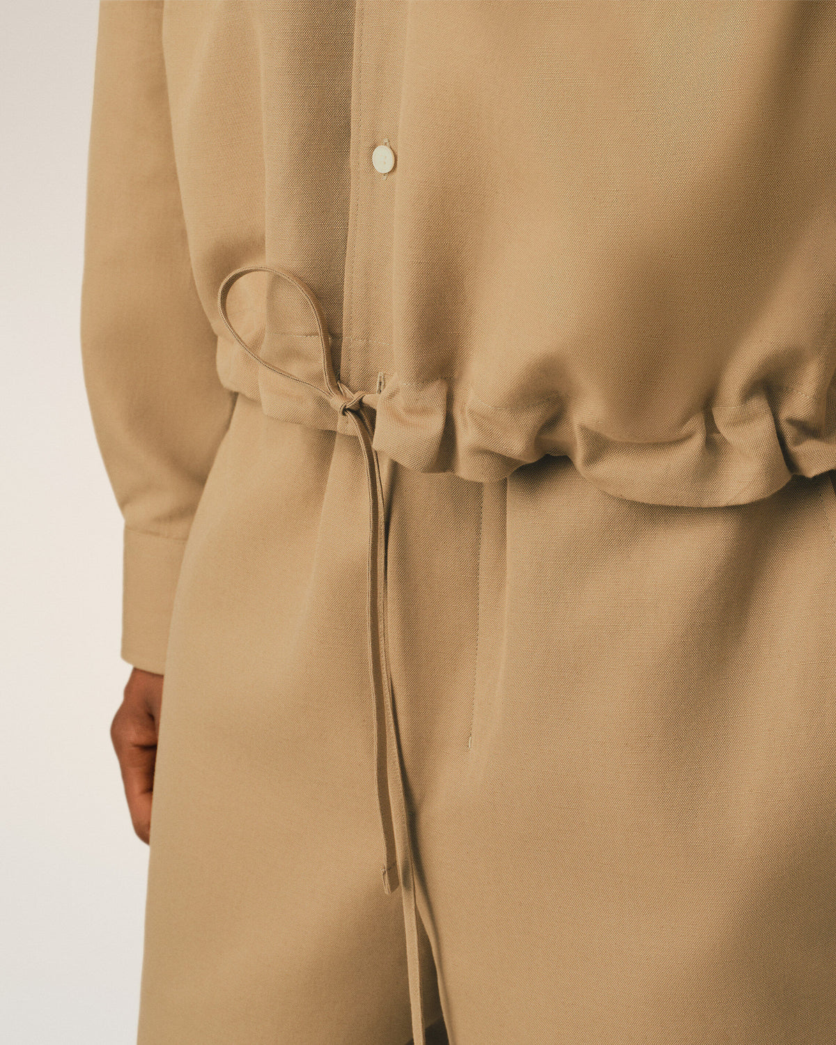 Beige cotton and linen shirt - 4