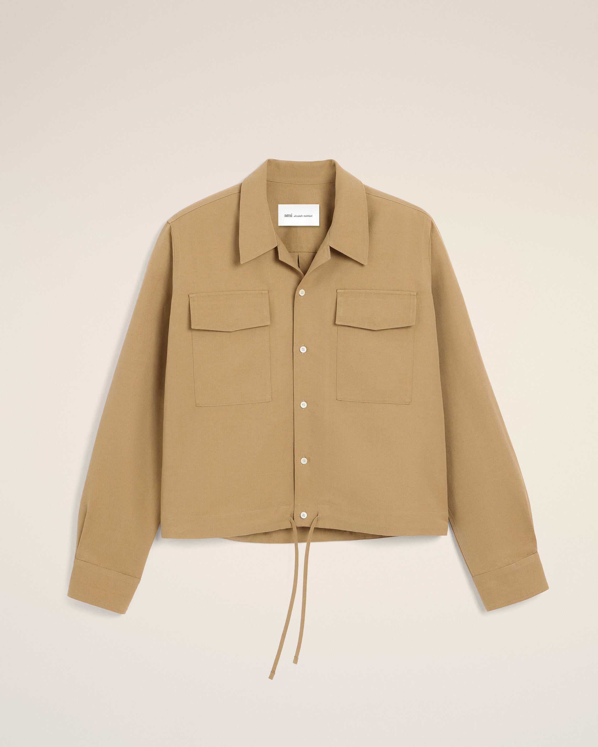 Beige cotton and linen shirt - 1
