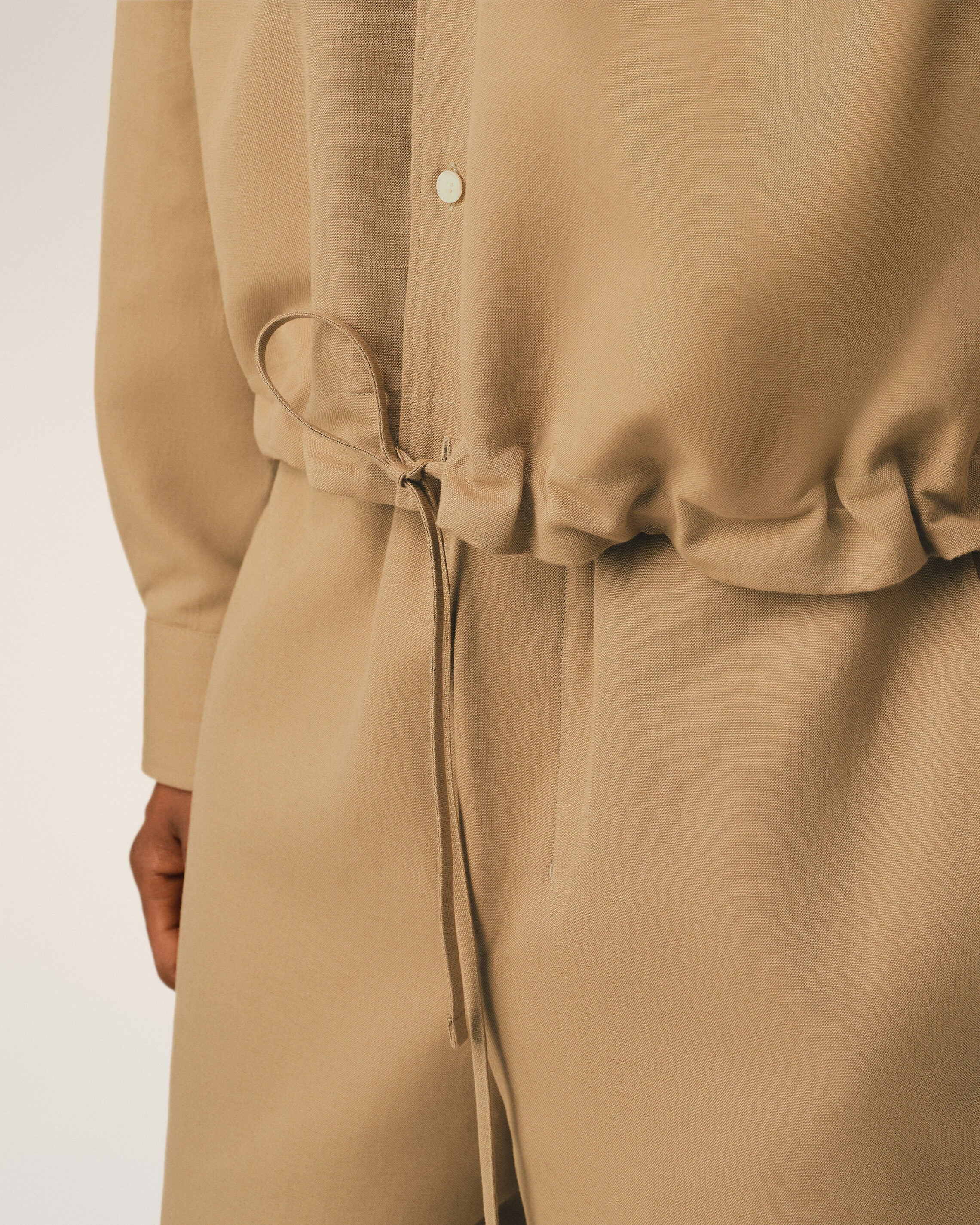 Beige cotton and linen shirt - 4