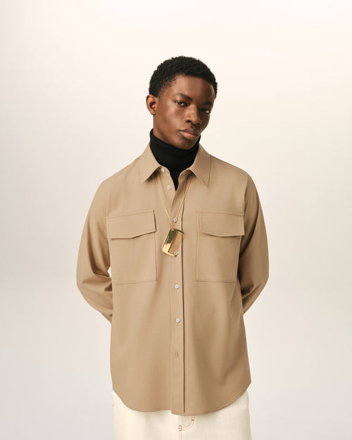 Beige wool shirt - 1 - Ami Paris
