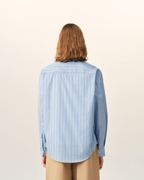 Chemise boxy bleue en coton Ami de Coeur embossé - Homme - 5 - AMI Paris - Ami Paris