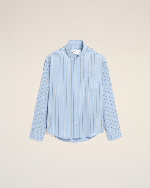 Chemise boxy bleue en coton Ami de Coeur embossé - 2 - Ami Paris