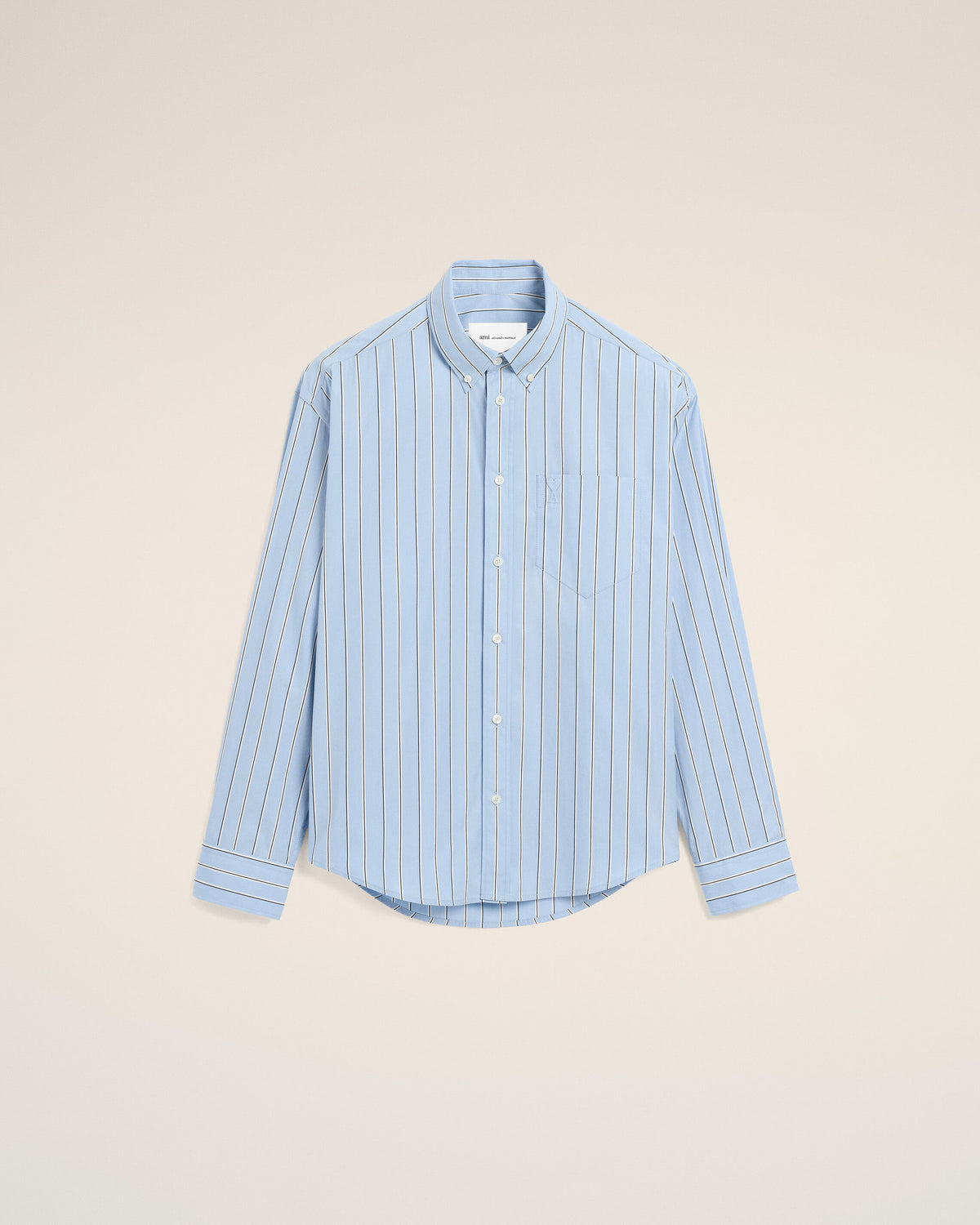 Chemise boxy bleue en coton Ami de Coeur embossé - 1