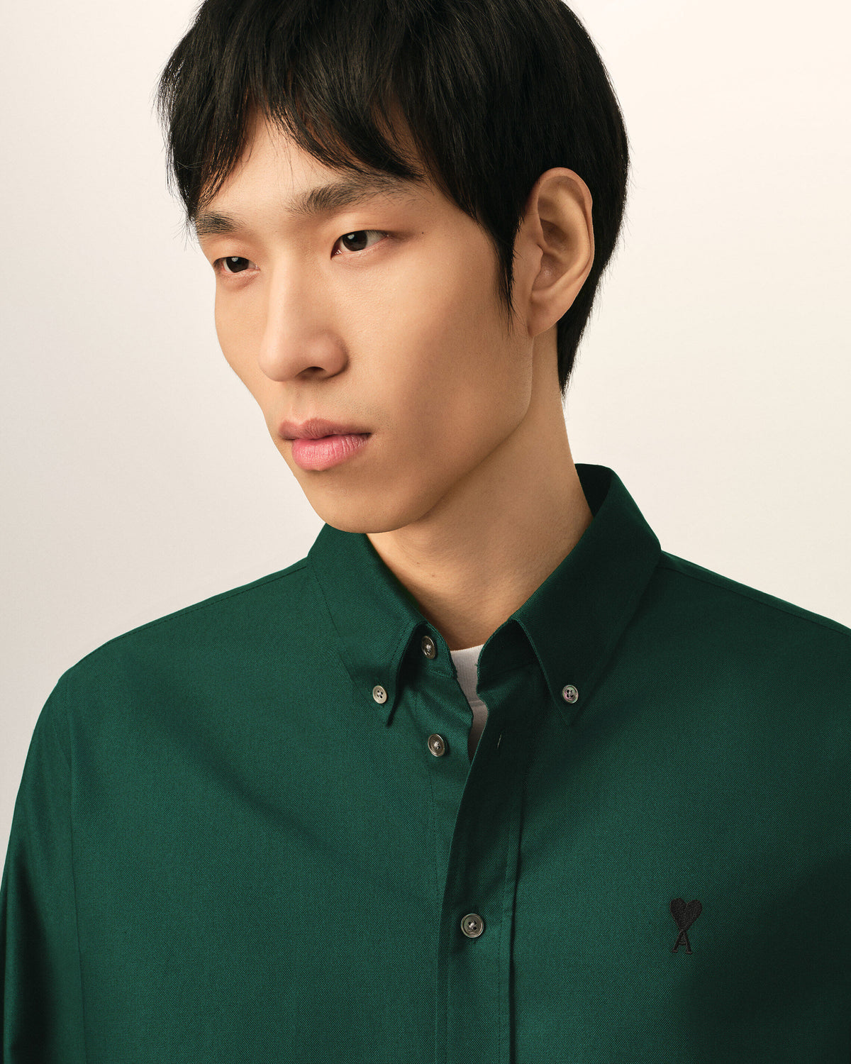 Green cotton shirt with Ami de Coeur - 4