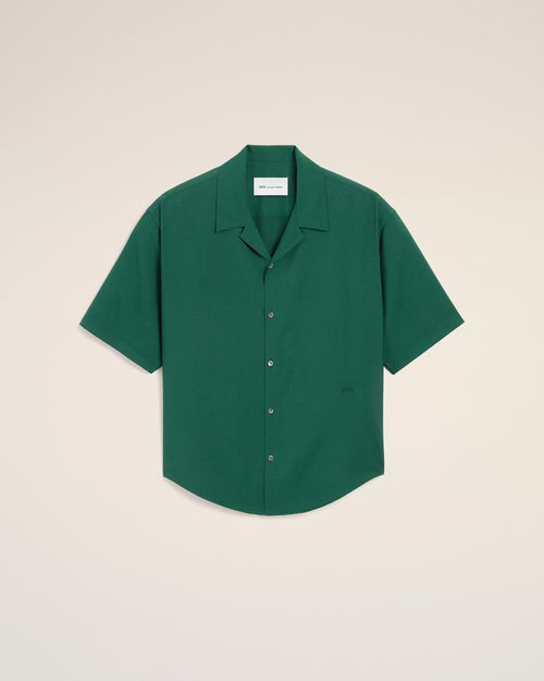 Green boxy viscose twill short-sleeve shirt - Man - 1 - AMI Paris - Ami Paris