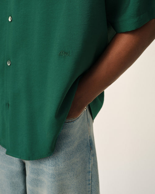 Green boxy viscose twill short-sleeve shirt - Man - 4 - AMI Paris - Ami Paris