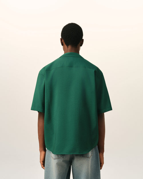 Green boxy viscose twill short-sleeve shirt - Man - 5 - AMI Paris - Ami Paris
