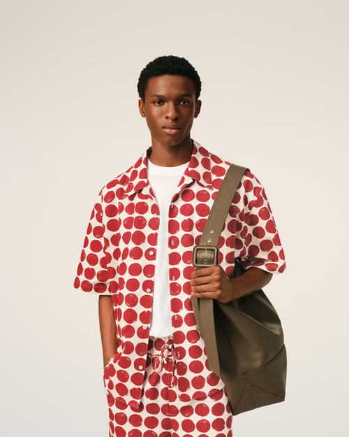 Red polka-dot boxy cotton short-sleeve shirt - 1 - Ami Paris