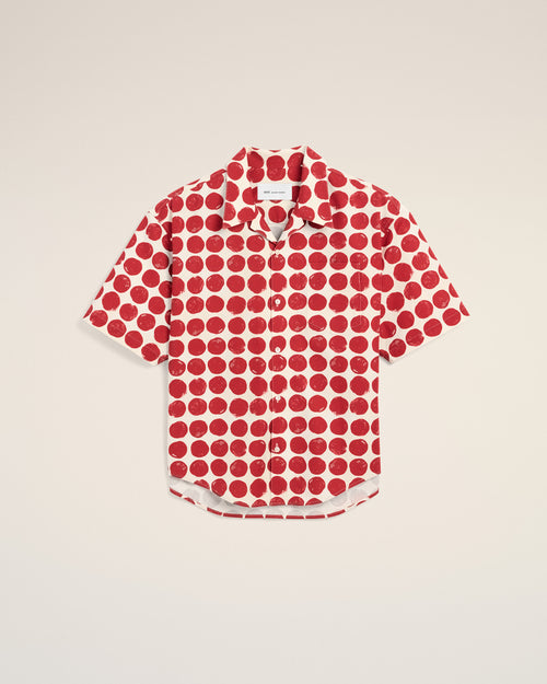 Red polka-dot boxy cotton short-sleeve shirt - 2 - Ami Paris