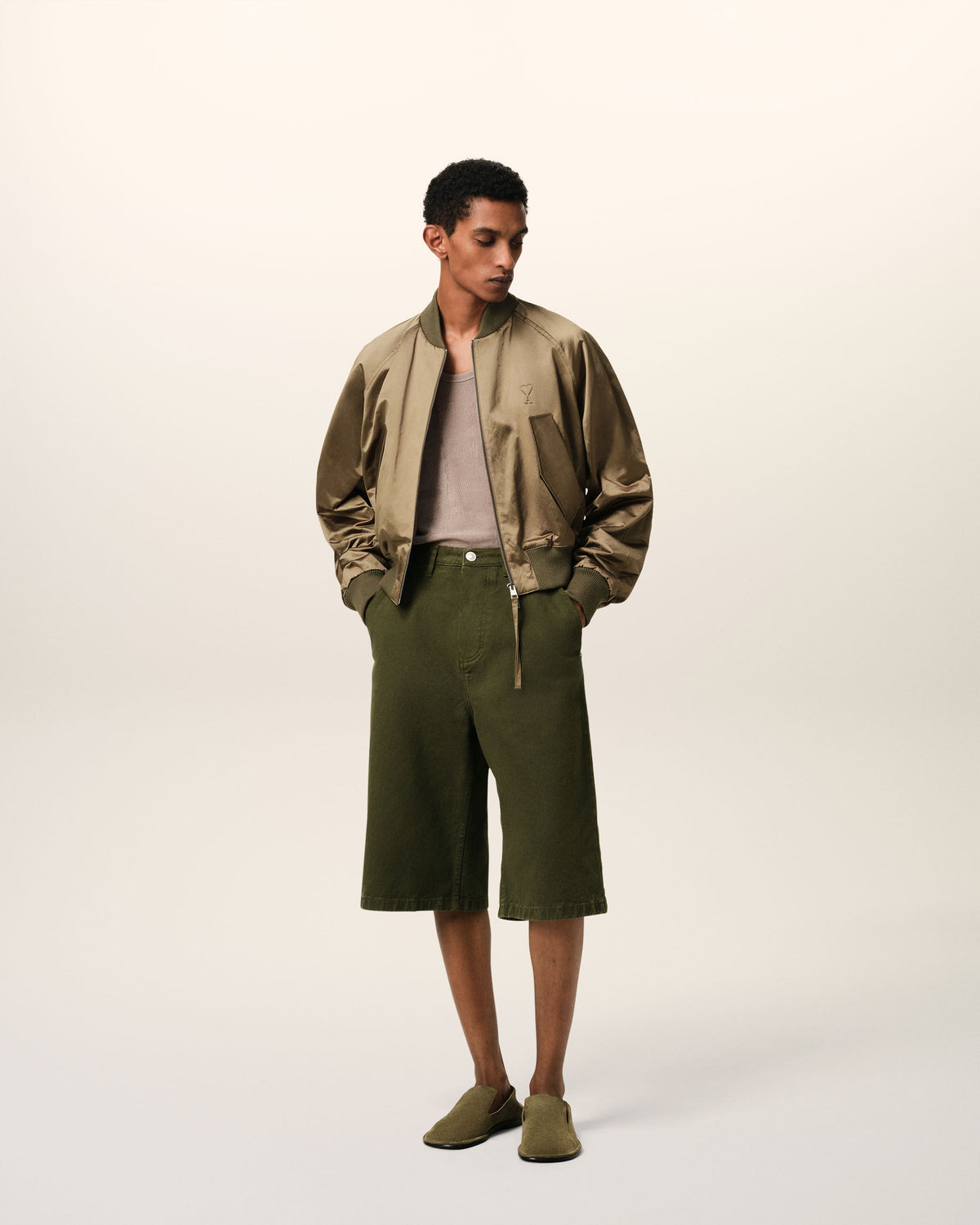 Bermuda Vert Coupe Large En Coton - 2