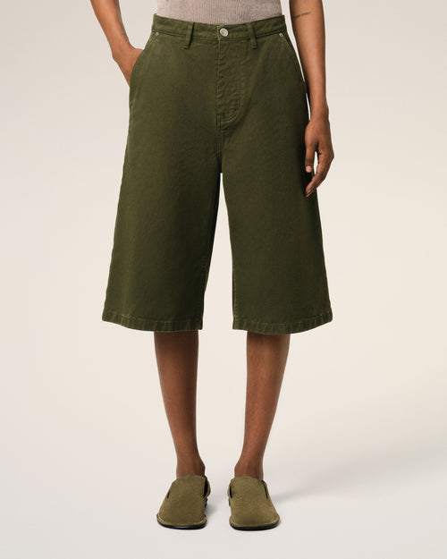 Bermuda Vert Coupe Large En Coton - Homme - 3 - AMI Paris - Ami Paris