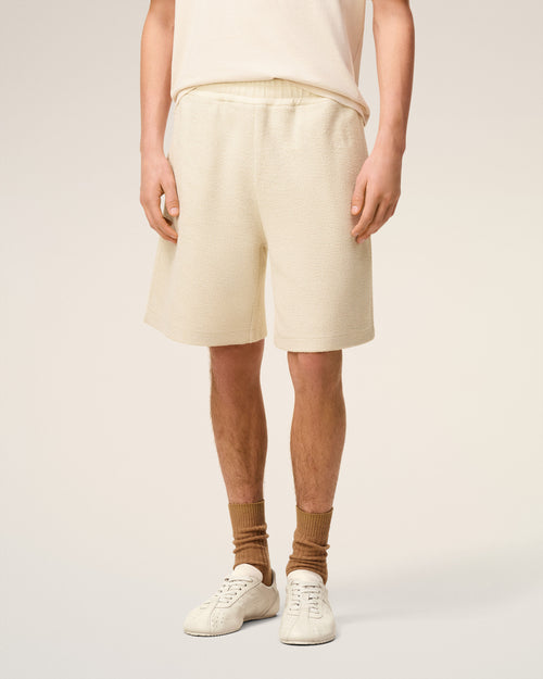 White Cotton Curly fleece Short  - 3 - Ami Paris