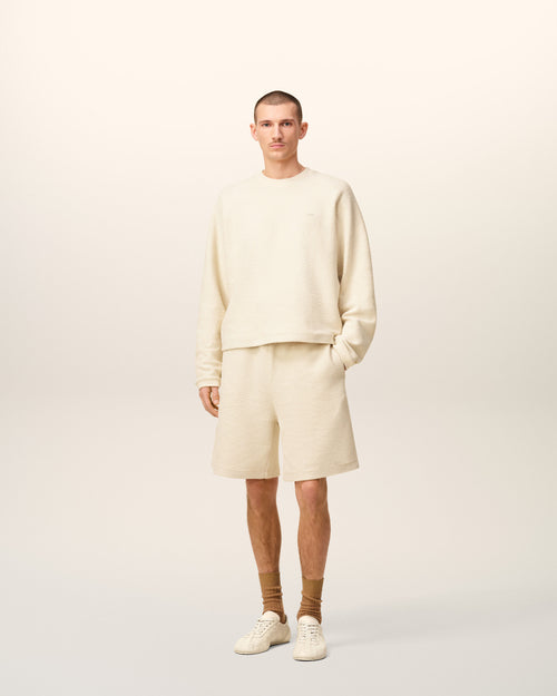 Pantalón corto de felpa rizada de algodón blanca  - 2 - Ami Paris