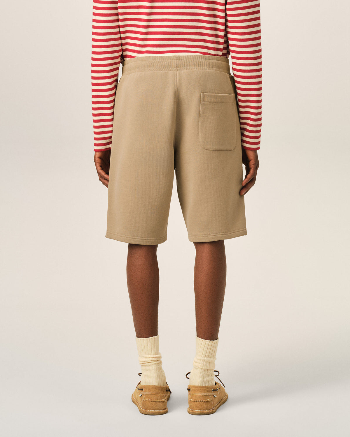 Beige cotton shorts with embossed Ami de Coeur - 4