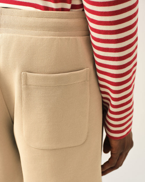 Beige cotton shorts with embossed Ami de Coeur - Man - 5 - AMI Paris - Ami Paris