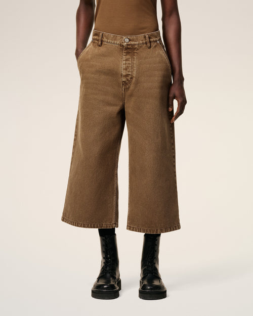 Brown Cotton Long Bermuda Shorts - 3 - Ami Paris