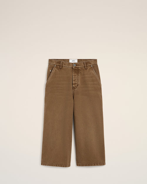 Brown Cotton Long Bermuda Shorts - 2 - Ami Paris