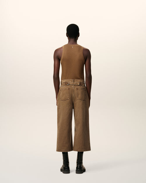 Brown Cotton Long Bermuda Shorts - 4 - Ami Paris