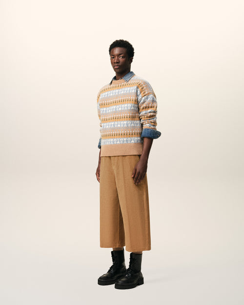 Bermuda larga de terciopelo de pana de algodón marrón - 6 - Ami Paris