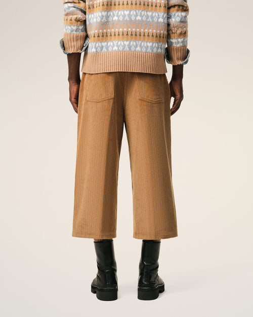 Bermuda larga de terciopelo de pana de algodón marrón - 4 - Ami Paris