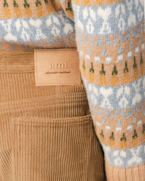 Bermuda larga de terciopelo de pana de algodón marrón - 5 - Ami Paris