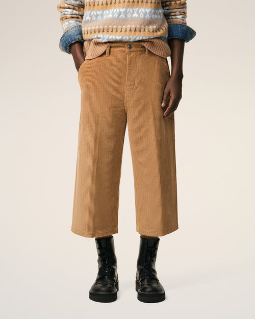 Bermuda larga de terciopelo de pana de algodón marrón - 3 - Ami Paris